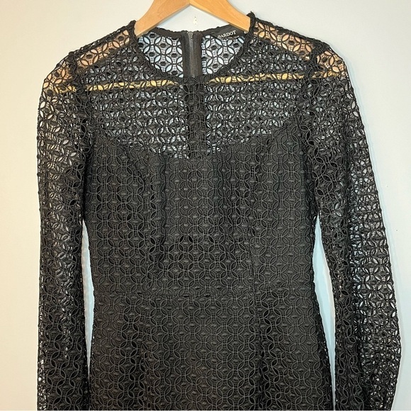 Bardot X Revolve Savannah Long Sleeve Carbon Black Lace Mini Dress Size Small - Picture 4 of 16